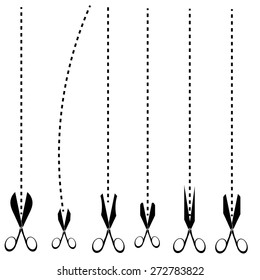 Vector Scissors Icons Isolated on White Background. Scissors Cut Paper.