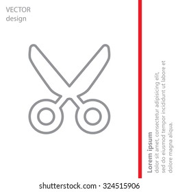 Vector scissors line icon
