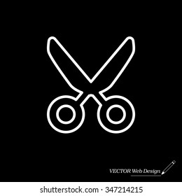 Vector scissors line icon