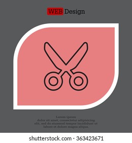 Vector scissors line icon