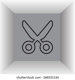 Vector scissors line icon