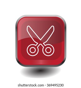 Vector scissors line icon