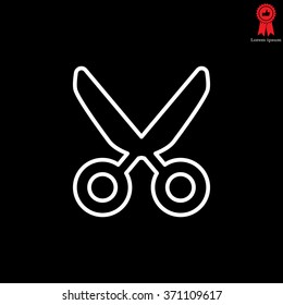 Vector scissors line icon