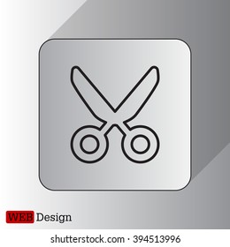 Vector scissors line icon