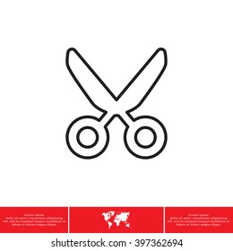 Vector scissors line icon
