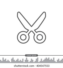 Vector scissors line icon