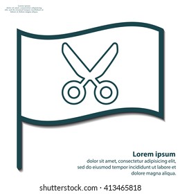 Vector scissors line icon