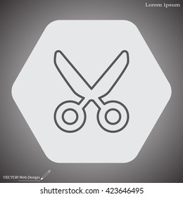 Vector scissors line icon