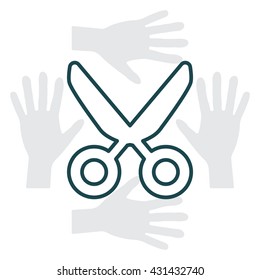Vector scissors line icon