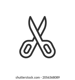 Icono de línea de las tijeras vectoriales. Símbolo con estilo de contorno de moda. Ilustración vectorial aislada en un fondo blanco. 