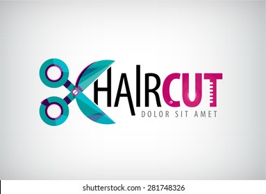 Vector Scissors Logo, Icon, Hair Cut Logo, Icon Isolated. Hair Salon