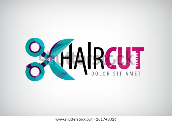 vector scissors logo, icon, hair cut logo, icon
isolated. Hair salon