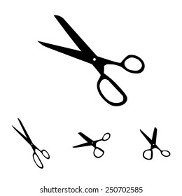 Vector scissors on white background  set. Isometric effect