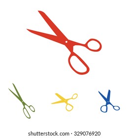 Vector scissors on white background  set. Isometric effect