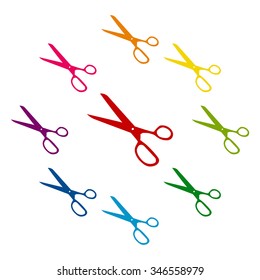 Vector scissors on white background
