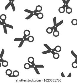 Vector scissors seamless pattern on a white background.