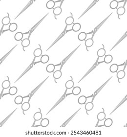 Vector scissors seamless pattern on white background.