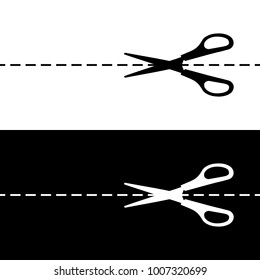 Vector scissors set. Black and white silhouettes. Icons.