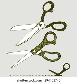 Vector scissors for sewing and cutting paper