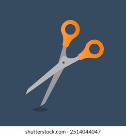 Vector scissors with shadow on background