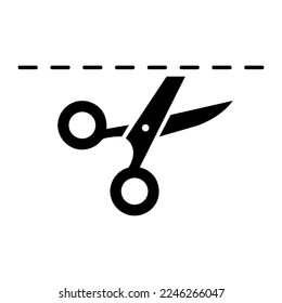 Vector scissors trendy style with cut lines isolated on white background.eps
