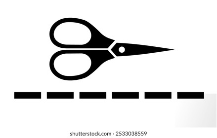 vector scissors trim line icon on white. simple icon for mockup, packaging, product etc. instruction purpose.	