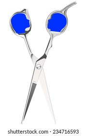 Vector Scissors With Woman and Man Head Inside, easy to isolate, Jpg version available