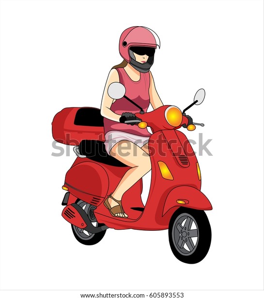 Vector Scooter Girl Cartoon Image Vectorielle De Stock Libre De Droits