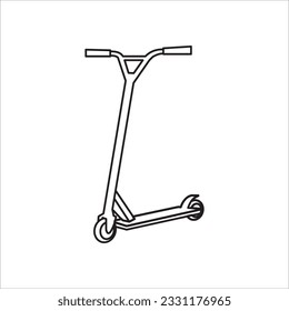 Vector scooter icon design on white background, Electric graphic scooter icon isolated on white. Vector illustration of ECO kick transport.