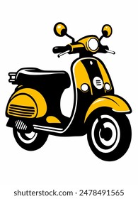 Vector scooter icon on white background, Vintage Retro icon