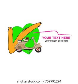 vector of scooter and love