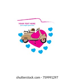 vector of scooter and love