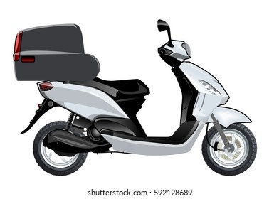 Vector scooter mockup. Available EPS-10 format separated by groups and layers vith transparency effects for one-click repaint