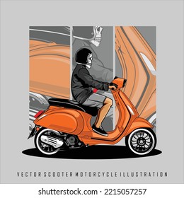 VECTOR SCOOTER MOTORCYCLE ILLUSTRATION WITH A WHITE BACKGROUND