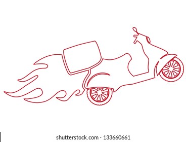 Vector Scooter - Outline illustration of scooter