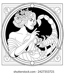 Vector Scorpio Astrological Zodiac Signs Illustration Isolated