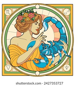 Vector Scorpio Astrological Zodiac Signs Illustration Isolated