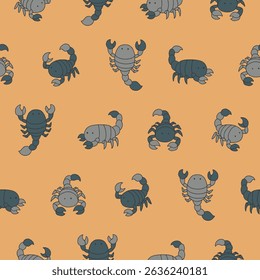 Vector Scorpion Pattern Illustration Seamless for Wallpaper Background Cover Packaging