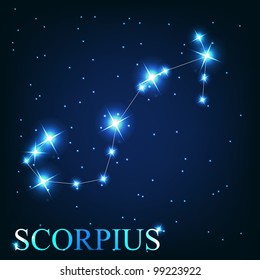 vector of the scorpius zodiac sign of the beautiful bright stars on the background of cosmic sky