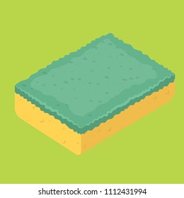 Vector scotch brite on isolated light green background. The cleaning sponge.
