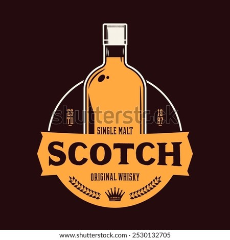 Vector scotch whisky logo. Distilling business branding and identity design elements