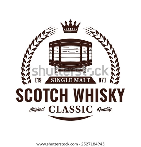 Vector scotch whisky logo isolated on a white background for bar, pub, distilling company branding and identity, etc