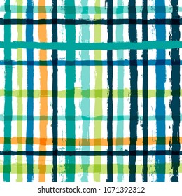 vector scottish plaid summer pattern. Paint Lines Seamless background. ink brush strokes. square stripes for swimming close,  T-shirt Modern paintbrush line. spring stripes girly backdrop