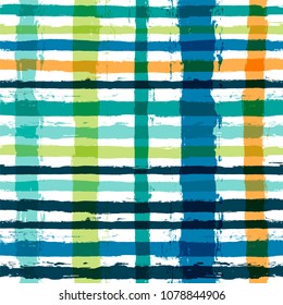 vector scottish plaid summer pattern. Paint Lines Seamless background. ink brush strokes. square stripes for swimming close,  T-shirt Modern paintbrush line. spring stripes girly backdrop