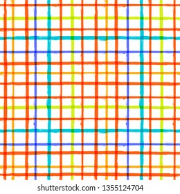 vector scottish plaid summer pattern. Paint Lines Seamless background. ink brush strokes. square stripes for swimming close, T-shirt Modern paintbrush line. spring stripes girly backdrop - Vector