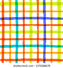 vector scottish plaid summer pattern. Paint Lines Seamless background. ink brush strokes. square stripes for swimming close, T-shirt Modern paintbrush line. spring stripes girly backdrop - Vector