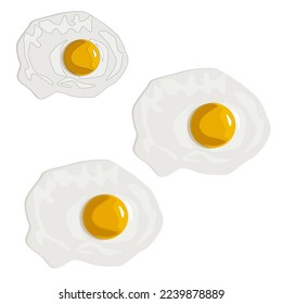 Vector scrambled eggs with one egg yolk flat with shadows isolated on white background