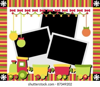 Vector scrapbook in a beautiful frame for a Christmas theme