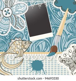 vector scrapbook design pattern on seamless  background.