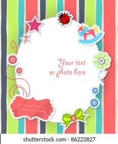 Vector scrapbooking card for baby with text
